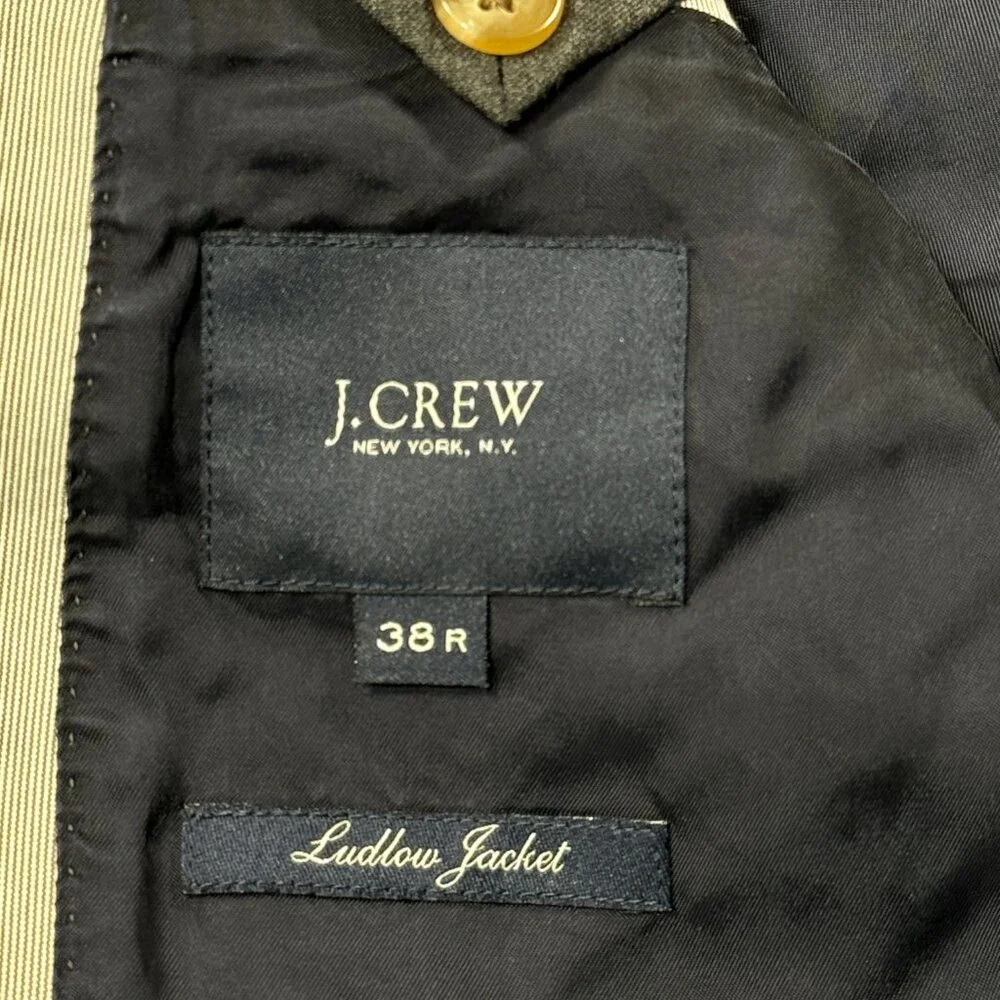 J CREW Ludlow‎ Blazer Jacket Gray Micro Stripe Mens 38R Cotton 16899